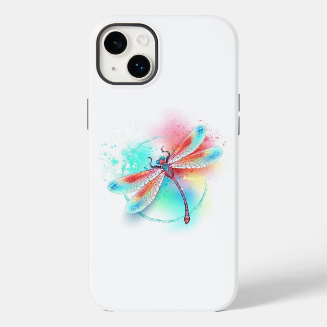 Red dragonfly on watercolor background Case-Mate iPhone case (Back)