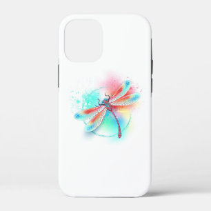 Red dragonfly on watercolor background iPhone 12 mini case