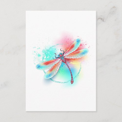 Red dragonfly on watercolor background enclosure card