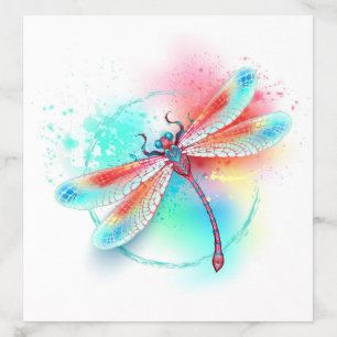 Red dragonfly on watercolor background envelope liner