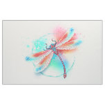 Red dragonfly on watercolor background fabric