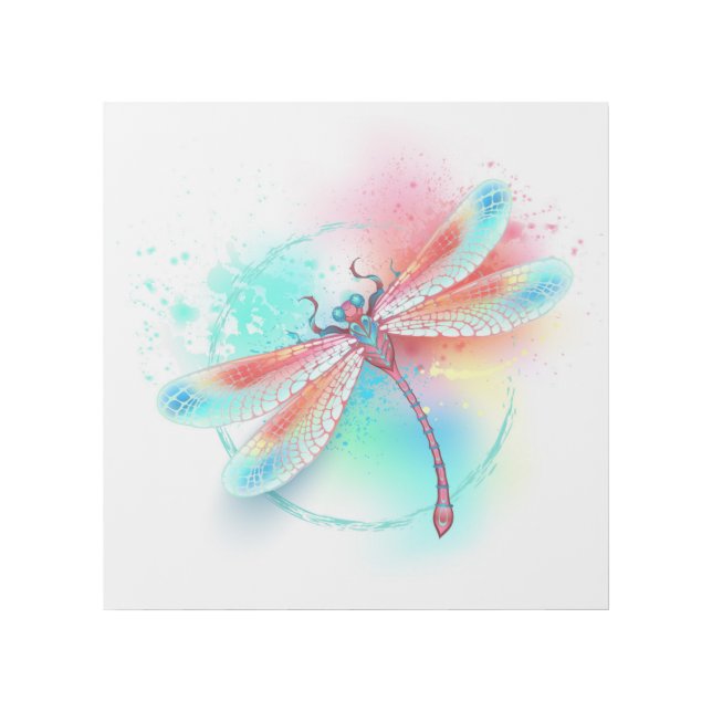 Red dragonfly on watercolor background gallery wrap (Front)