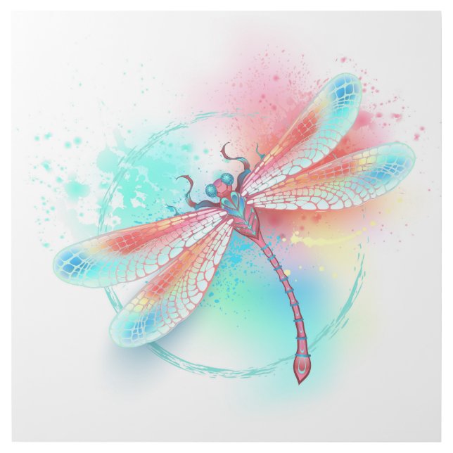 Red dragonfly on watercolor background gallery wrap (Front)