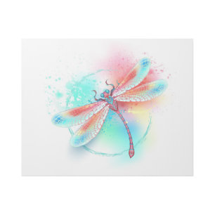 Red dragonfly on watercolor background gallery wrap