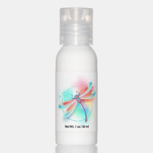 Red dragonfly on watercolor background hand lotion