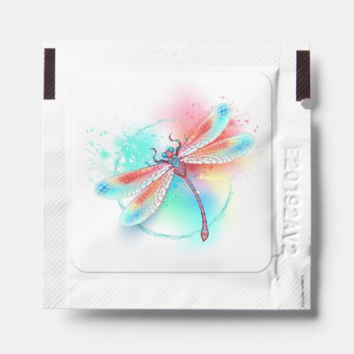 Red dragonfly on watercolor background hand sanitizer packet