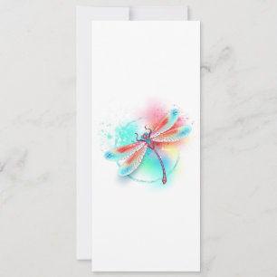 Red dragonfly on watercolor background holiday card