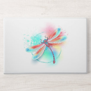 Red dragonfly on watercolor background HP laptop skin