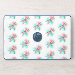 Red dragonfly on watercolor background HP laptop skin