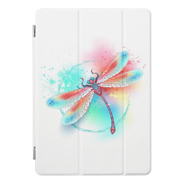 Red dragonfly on watercolor background iPad pro cover (Front)