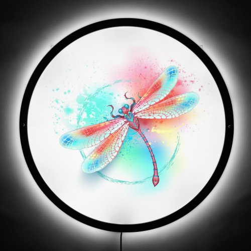 Red dragonfly on watercolor background LED sign