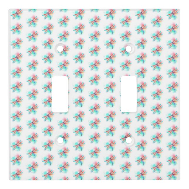 Red dragonfly on watercolor background light switch cover (Front)