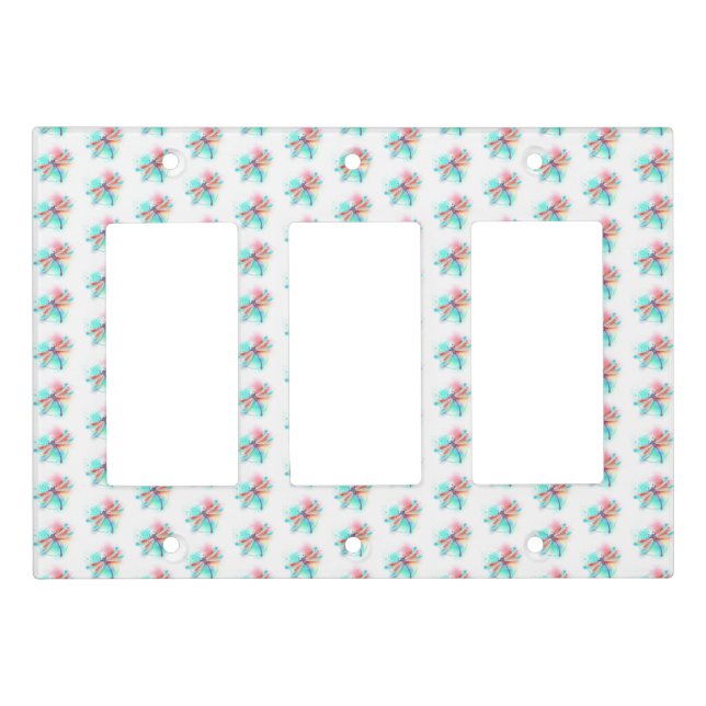 Red dragonfly on watercolor background light switch cover (Front)