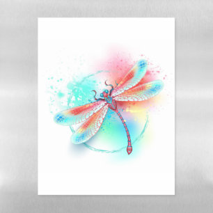 Red dragonfly on watercolor background magnetic dry erase sheet