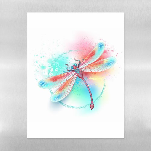 Red dragonfly on watercolor background magnetic dry erase sheet