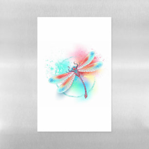 Red dragonfly on watercolor background magnetic dry erase sheet