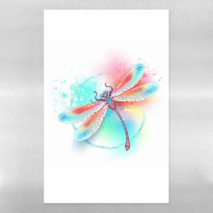 Red dragonfly on watercolor background magnetic dry erase sheet