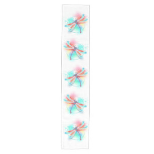 Red dragonfly on watercolor background medium table runner