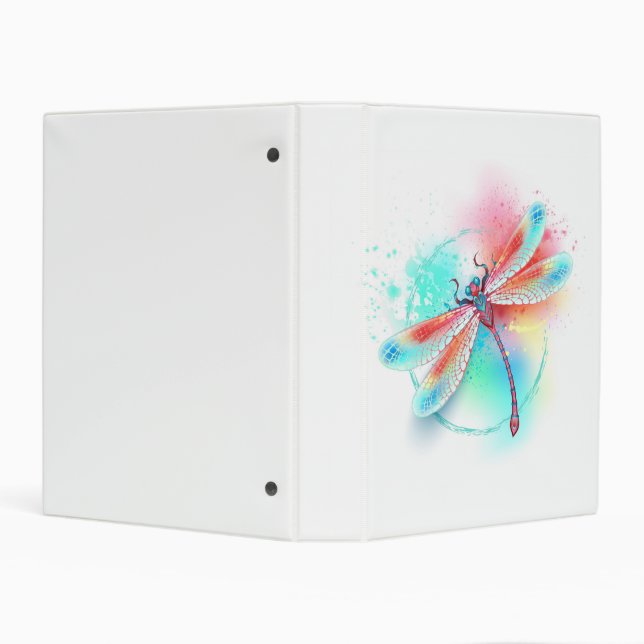 Red dragonfly on watercolor background mini binder (Background)