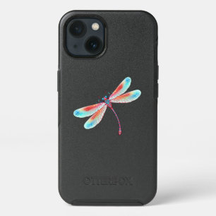 Red dragonfly on watercolor background iPhone 13 case
