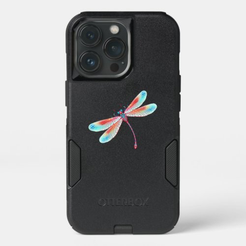 Red dragonfly on watercolor background iPhone 13 pro case