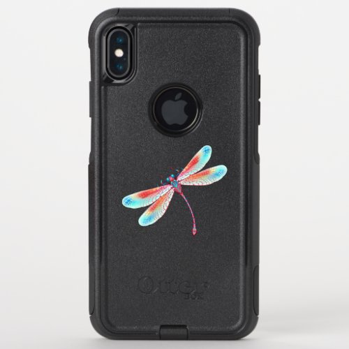 Red dragonfly on watercolor background OtterBox commuter iPhone XS max case
