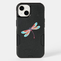 Red dragonfly on watercolor background