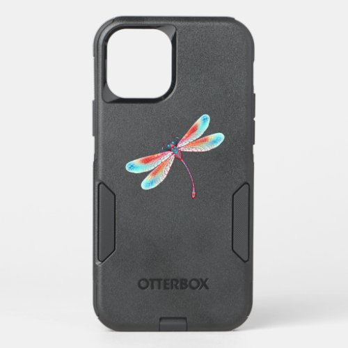 Red dragonfly on watercolor background OtterBox commuter iPhone 12 case