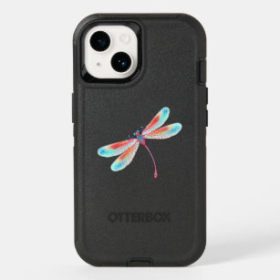 Red dragonfly on watercolor background OtterBox iPhone 14 case