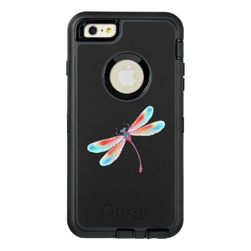 Red dragonfly on watercolor background OtterBox defender iPhone case
