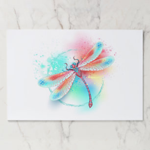 Red dragonfly on watercolor background paper pad