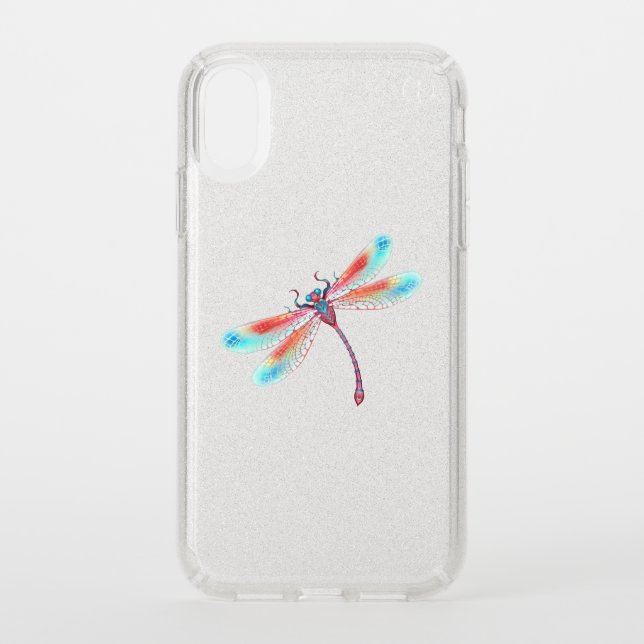 Red dragonfly on watercolor background speck iPhone XR case (Front)