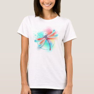 Red dragonfly on watercolor background T-Shirt