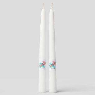 Red dragonfly on watercolor background taper candle