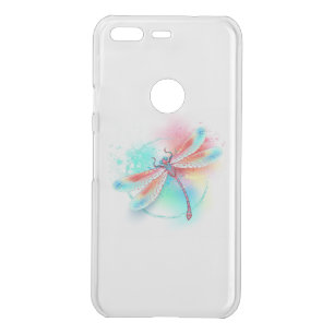 Red dragonfly on watercolor background uncommon google pixel case