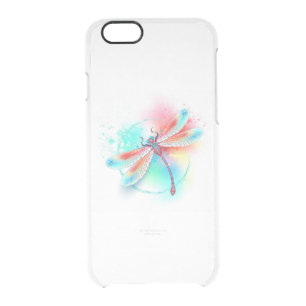 Red dragonfly on watercolor background clear iPhone 6/6S case