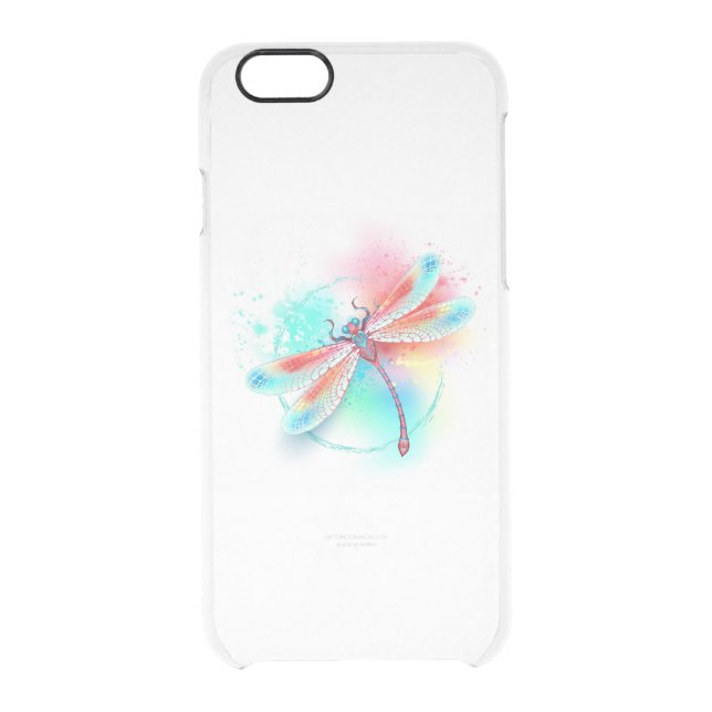 Red dragonfly on watercolor background uncommon iPhone case (Back)