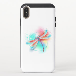 Red dragonfly on watercolor background iPhone XS max slider case