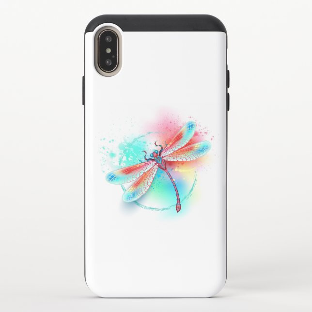 Red dragonfly on watercolor background uncommon iPhone case (Back)