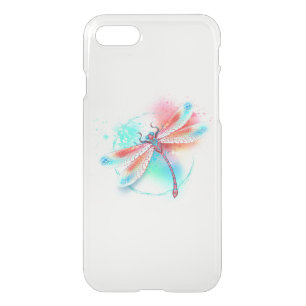 Red dragonfly on watercolor background iPhone SE/8/7 case