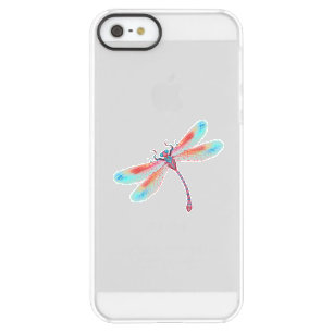 Red dragonfly on watercolor background permafrost iPhone SE/5/5s case