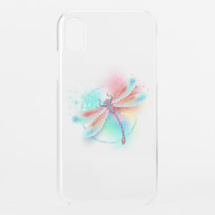 Red dragonfly on watercolor background iPhone XR case