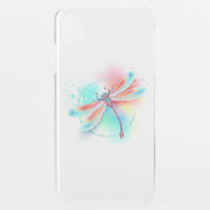 Red dragonfly on watercolor background iPhone XS max case