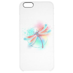 Red dragonfly on watercolor background clear iPhone 6 plus case