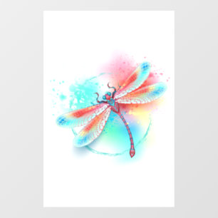 Red dragonfly on watercolor background wall decal