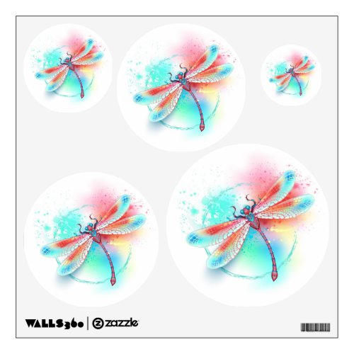 Red dragonfly on watercolor background wall decal