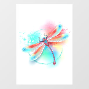 Red dragonfly on watercolor background wall decal 