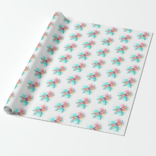 Red dragonfly on watercolor background wrapping paper