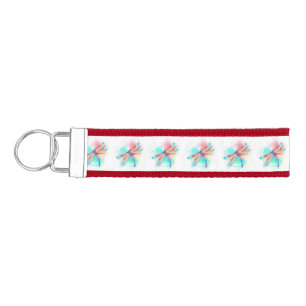 Red dragonfly on watercolor background wrist keychain