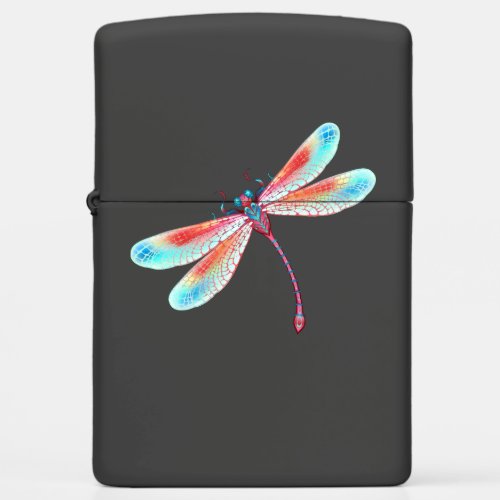 Red dragonfly on watercolor background zippo lighter